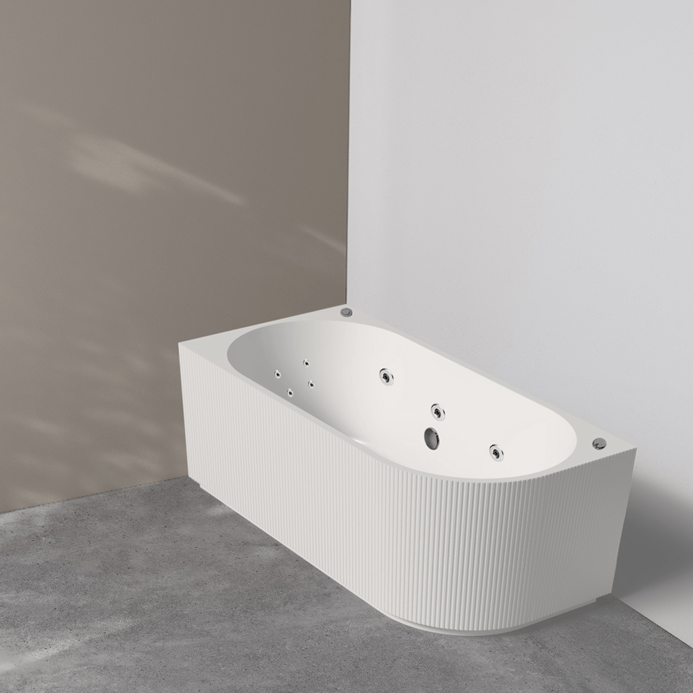 Noveen Bathtubs BTG1700L-SPA Genova Fluted Left Corner Spa Bathtub 1700x800x580mm