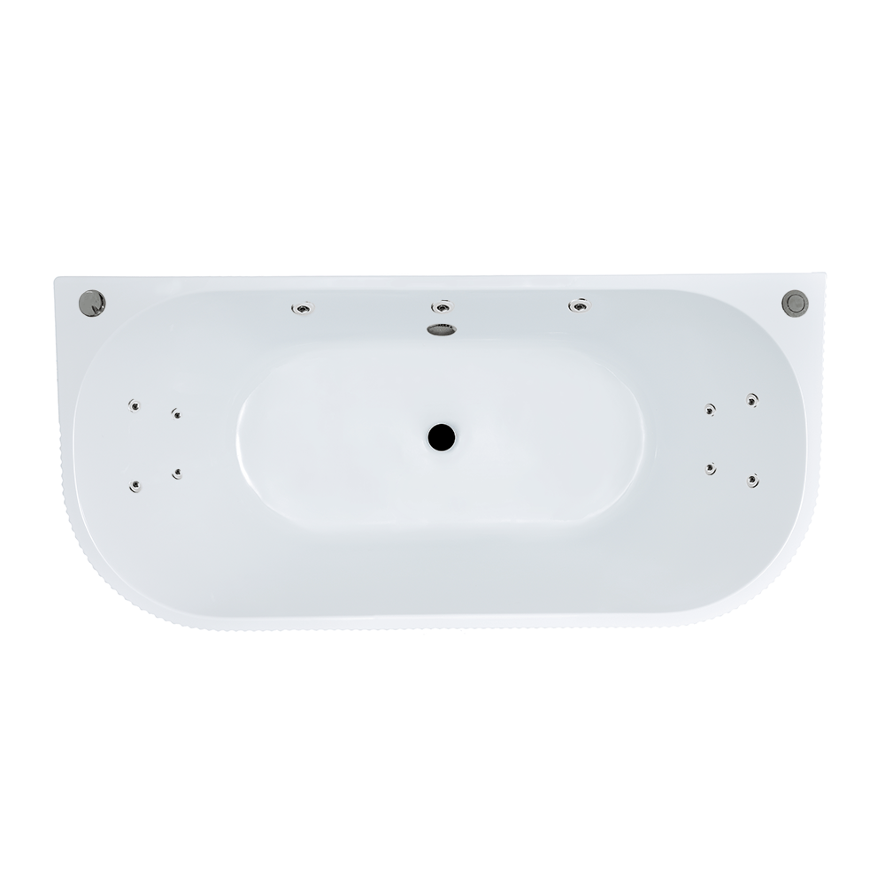 BTH1500-H-SPA Havana Fluted Back to Wall Hydrotherapy Spa Bathtub 1490x745x580mm