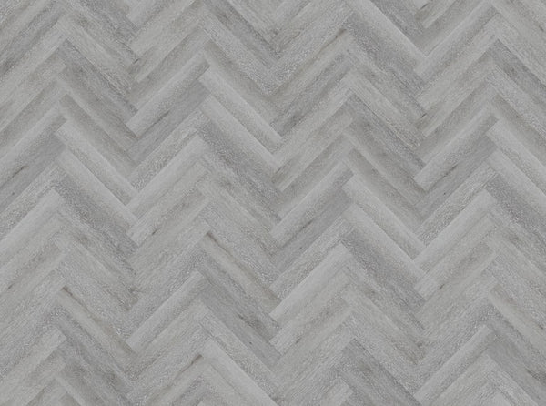 Obsidian 9mm Herringbone Hybrid Floor 625 x 125 x 9.0mm - Grey Leaf