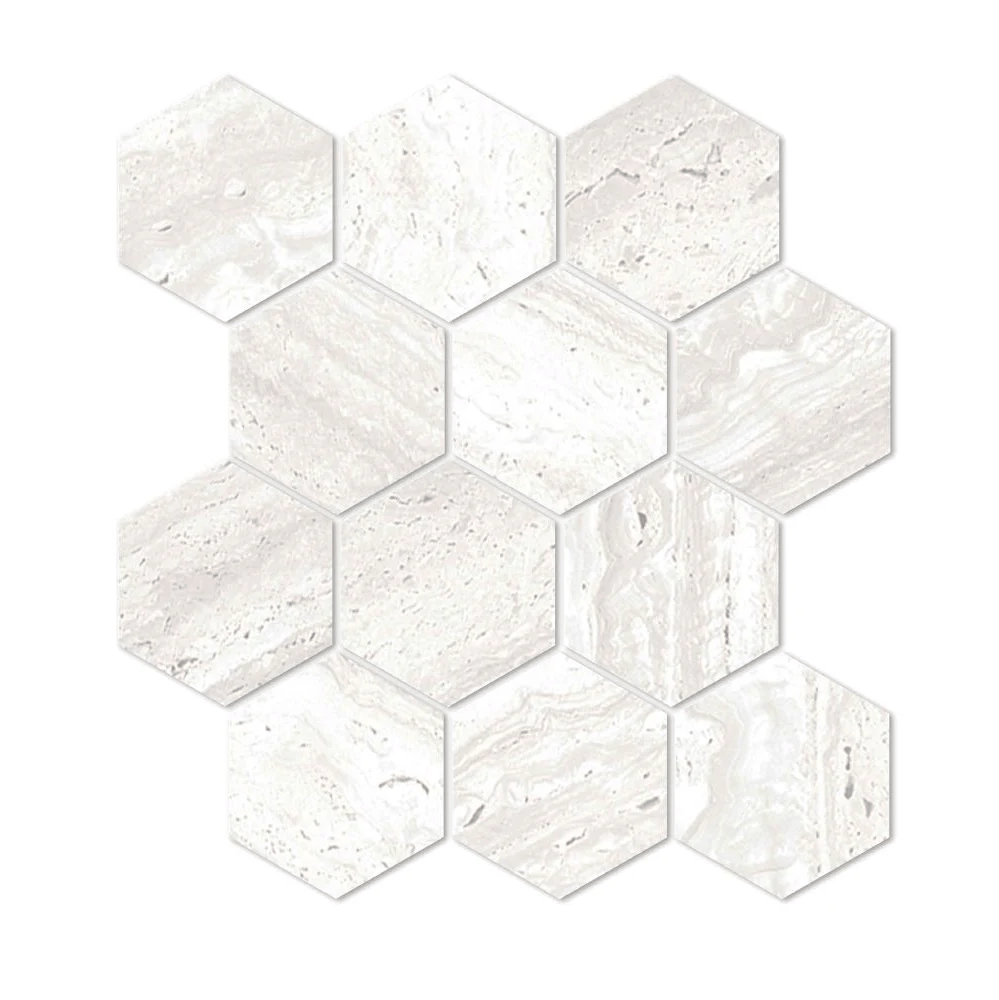 EV Tile PM-EMCHI-HEX85-M Euromarmo Mosaic Travertine Chiaro Hexagon 83×96