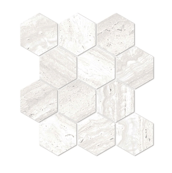 EV Tile PM-EMCHI-HEX85-M Euromarmo Mosaic Travertine Chiaro Hexagon 83×96