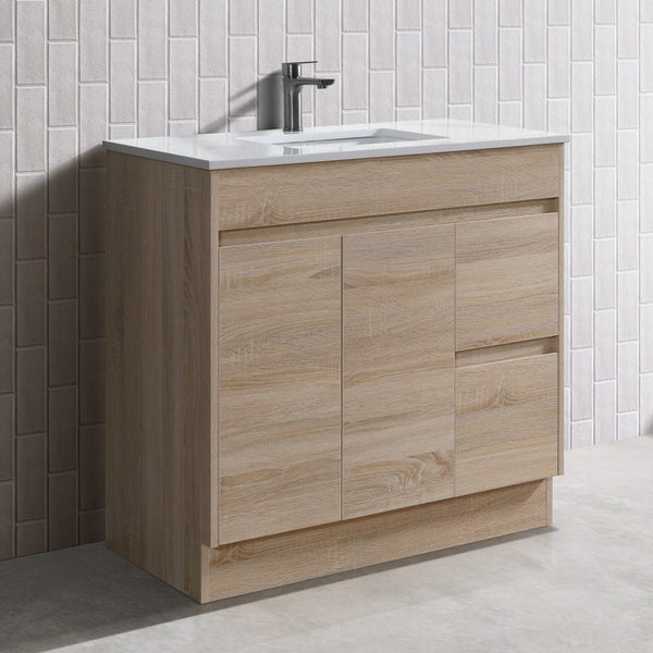 Tobi Freestanding Vanity 1200mm Prime Oak/Natural Timber Right/Left Drawers SY05-1200