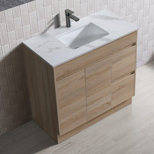 Tobi Freestanding Vanity 900mm Prime Oak/Natural Timber Right/Left Drawers SY05-900