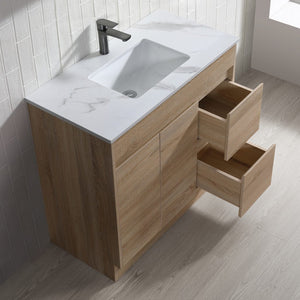 Tobi Freestanding Vanity 1200mm Prime Oak/Natural Timber Right/Left Drawers SY05-1200