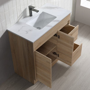 Tobi Freestanding Vanity 1200mm Prime Oak/Natural Timber Right/Left Drawers SY05-1200