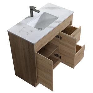 Tobi Freestanding Vanity 1200mm Prime Oak/Natural Timber Right/Left Drawers SY05-1200