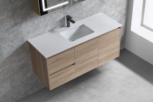 Royce Deep Wall Hung Vanity 1200mm Prime Oak/Natural Timber Right/Left Drawers SYWH05-1200