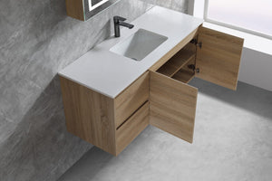 Royce Deep Wall Hung Vanity 1200mm Prime Oak/Natural Timber Right/Left Drawers SYWH05-1200