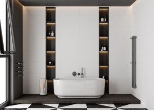 DSS Tile Japanese Traces Plain White Matt Mosaic 12.8x95mm On 292.5x296mm