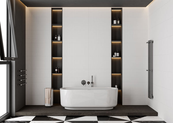 DSS Tile Japanese Traces Plain White Matt Mosaic 12.8x95mm On 292.5x296mm