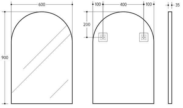 KDK- KAR6090F-MB MATTE BLACK ALUMINIUM FRAMED MIRRORS 600*900MM