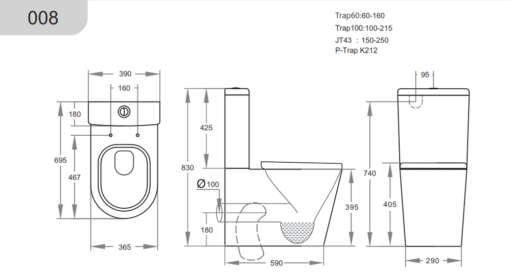 KDK008-B — Kasey KDK008-B Toilet Suite