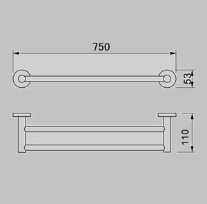 ZENMO Bathroom Accessories KG69036B-30 NIXON Double Towel Rail 750mm