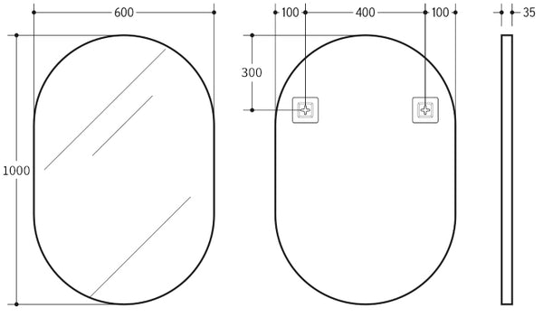 KDK- KOV60100F-MB MATTE BLACK ALUMINIUM FRAMED MIRRORS 600*1000MM