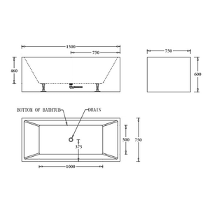 Noveen Bathtubs BTK1700 Kansas CORNER BATHTUB 1700x750x600MM