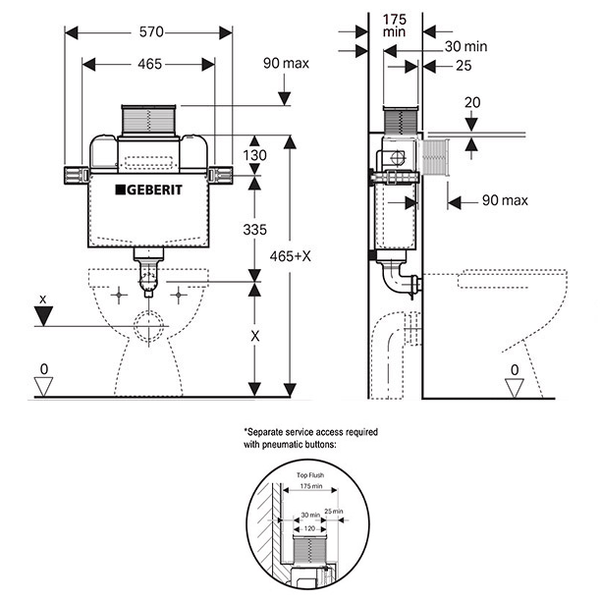 Noveen Toilets GBT-208-KAPPA — GEBERIT Kappa Concealed cistern (For Floor Pan)