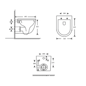 Noveen Toilets T046E – KIEV Tornado-Rimless Wall Hung Pan