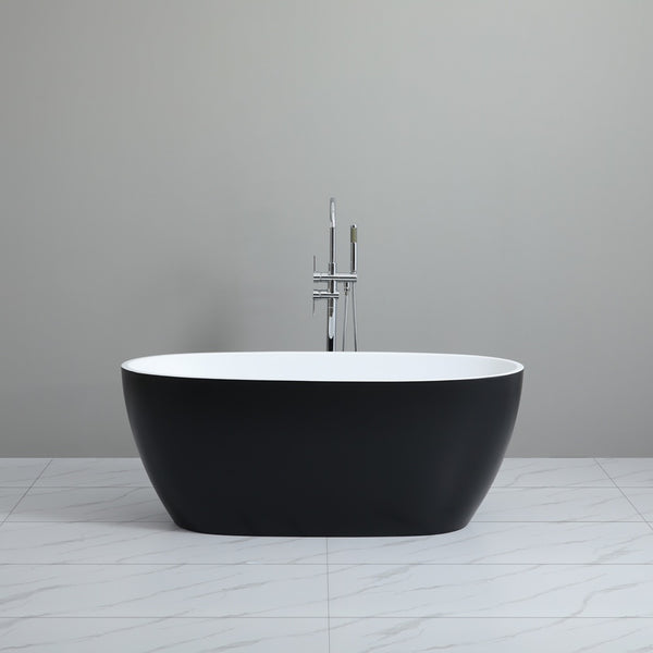 Stella MBBT-5-1500 Free Standing Bathtub Matte Black and White Non Overflow 1500*750*590mm