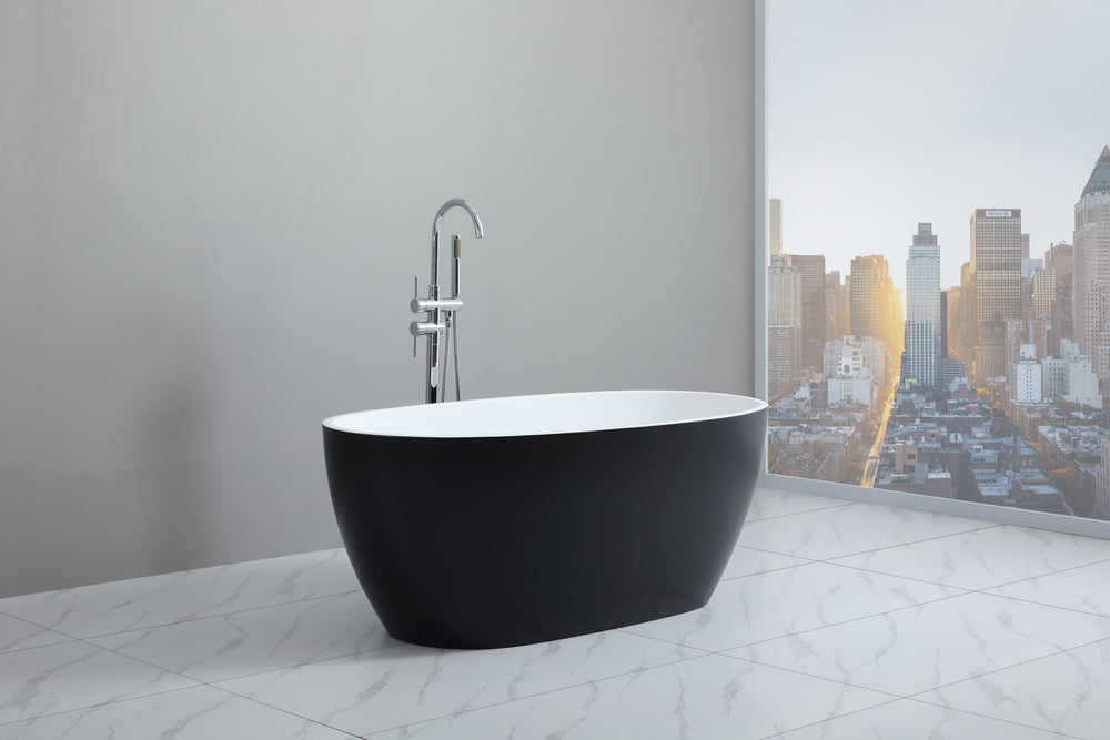 Stella MBBT-5-1500 Free Standing Bathtub Matte Black and White Non Overflow 1500*750*590mm