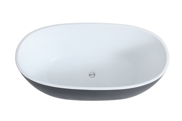 Stella MBBT-5-1700 Free Standing Bathtub Matte Black and White Non Overflow 1700*810*590mm