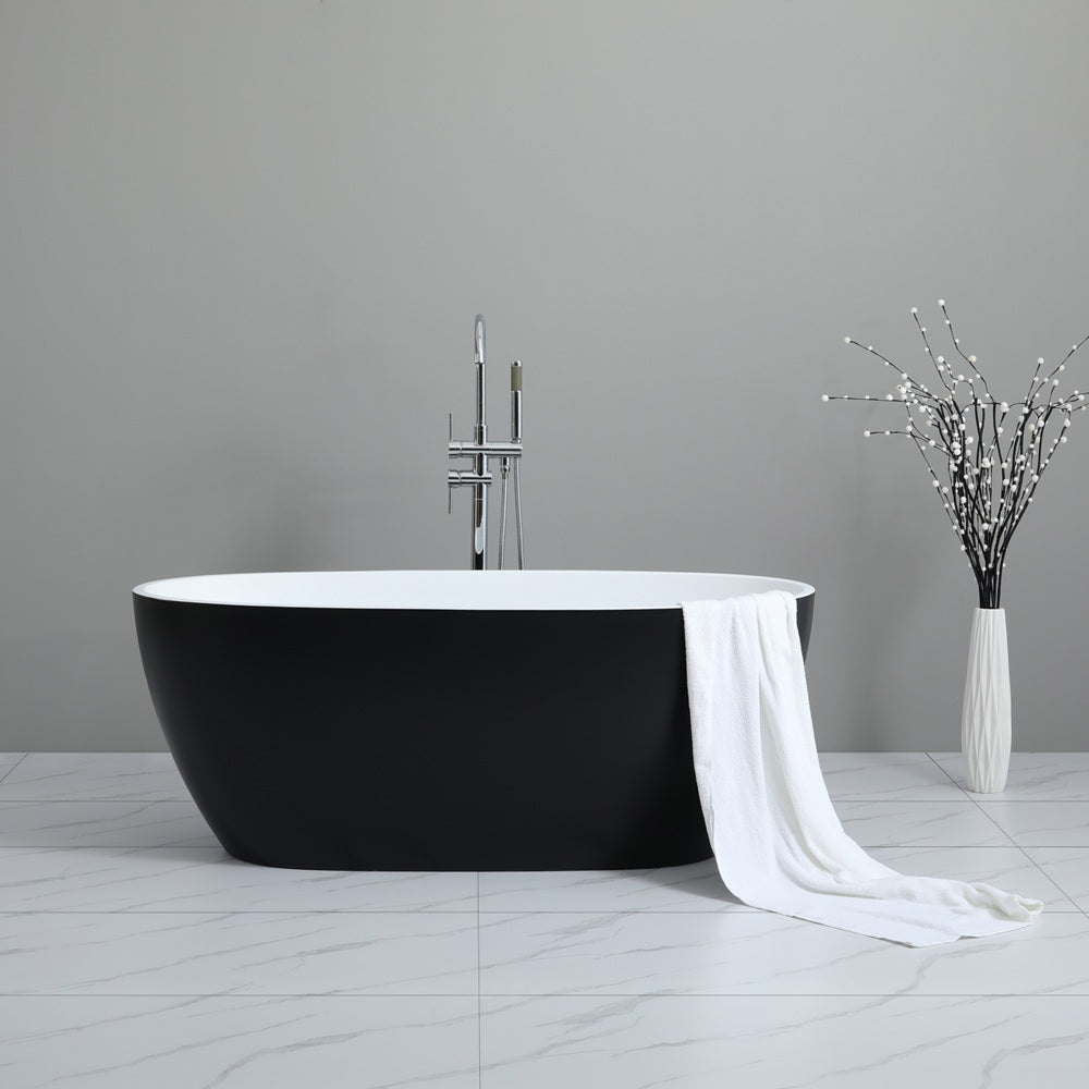 Stella MBBT-5-1700 Free Standing Bathtub Matte Black and White Non Overflow 1700*810*590mm