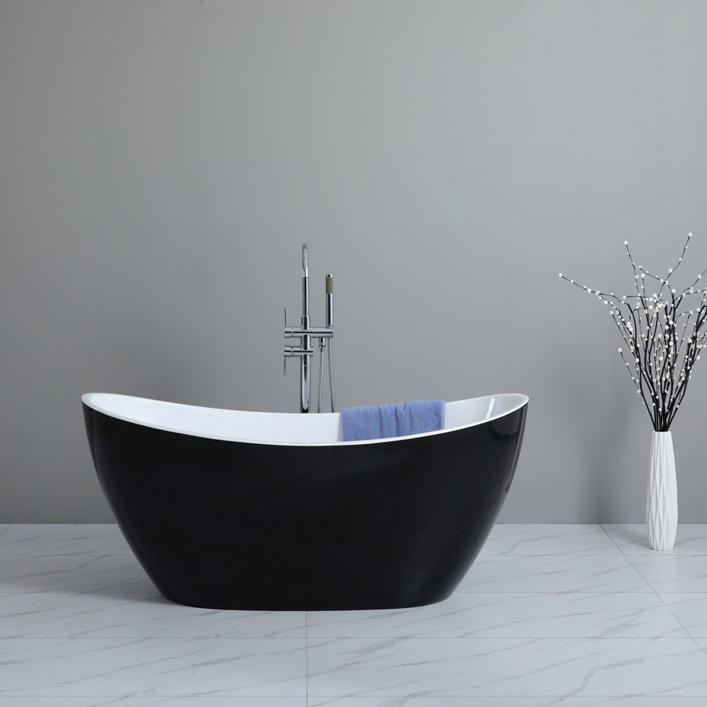 Evie MBBT-4-1500 Free Standing Bathtub Matte Black and White Non Overflow 1500*750*690mm