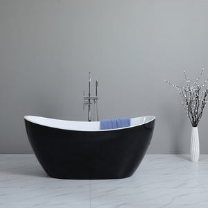 Evie MBBT-4-1500 Free Standing Bathtub Matte Black and White Non Overflow 1500*750*690mm