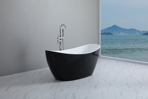Evie MBBT-4-1500 Free Standing Bathtub Matte Black and White Non Overflow 1500*750*690mm