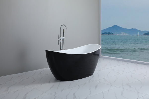 Evie MBBT-4-1500 Free Standing Bathtub Matte Black and White Non Overflow 1500*750*690mm