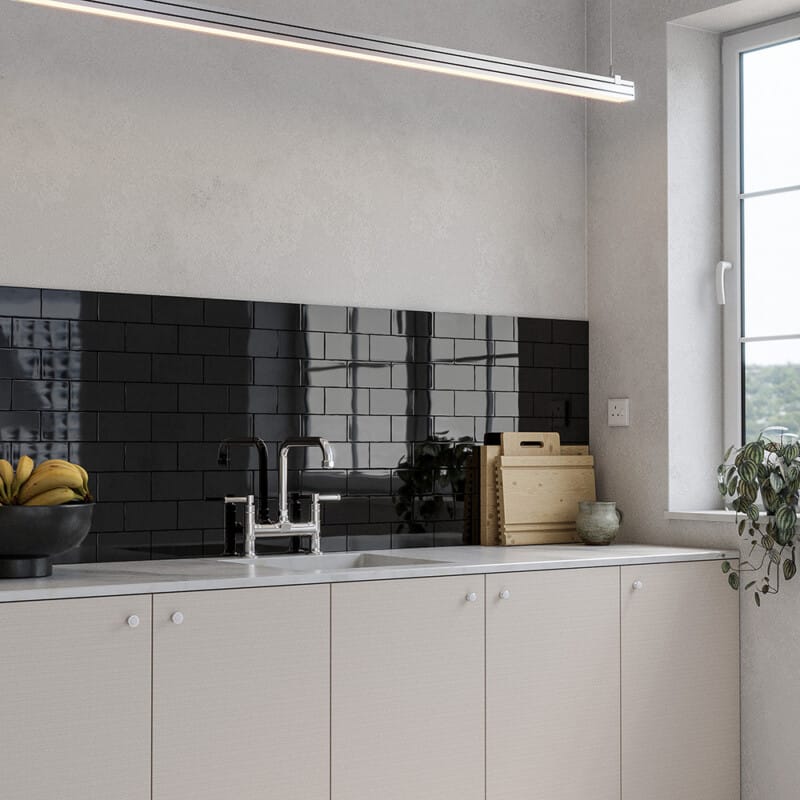 Laurieton Gloss Black Ceramic Tiles 200x200mm