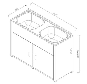 ZENMO Sinks LD 1250 1160L*500W*870Hmm LAVASSA Double 45L Laundry Cabinet