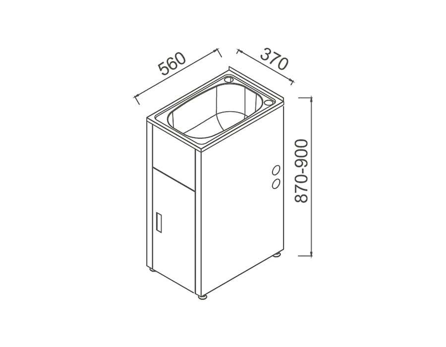 LD 3756 LAVASSA Single Slimline 30L Laundry Cabinet with Tub and 2 Holes