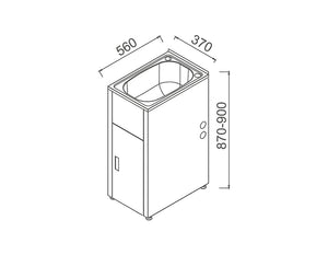 ZENMO Sinks LD 3756 LAVASSA Single Slimline 30L Laundry Cabinet with Tub and 2 Holes