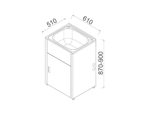 ZENMO Sinks LD 6151 LAVASSA Single Slimline 45L Laundry Cabinet with Tub and 2 Holes