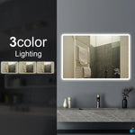 T-YB1280 1200X800MM CURVED RIM RECTANGLE 3 COLOR LIGHTING LED MIRROR TOUCH SENSOR SWITCH DEFOGGER PAD WALL MOUNTED VERTICAL OR HORIZONTAL