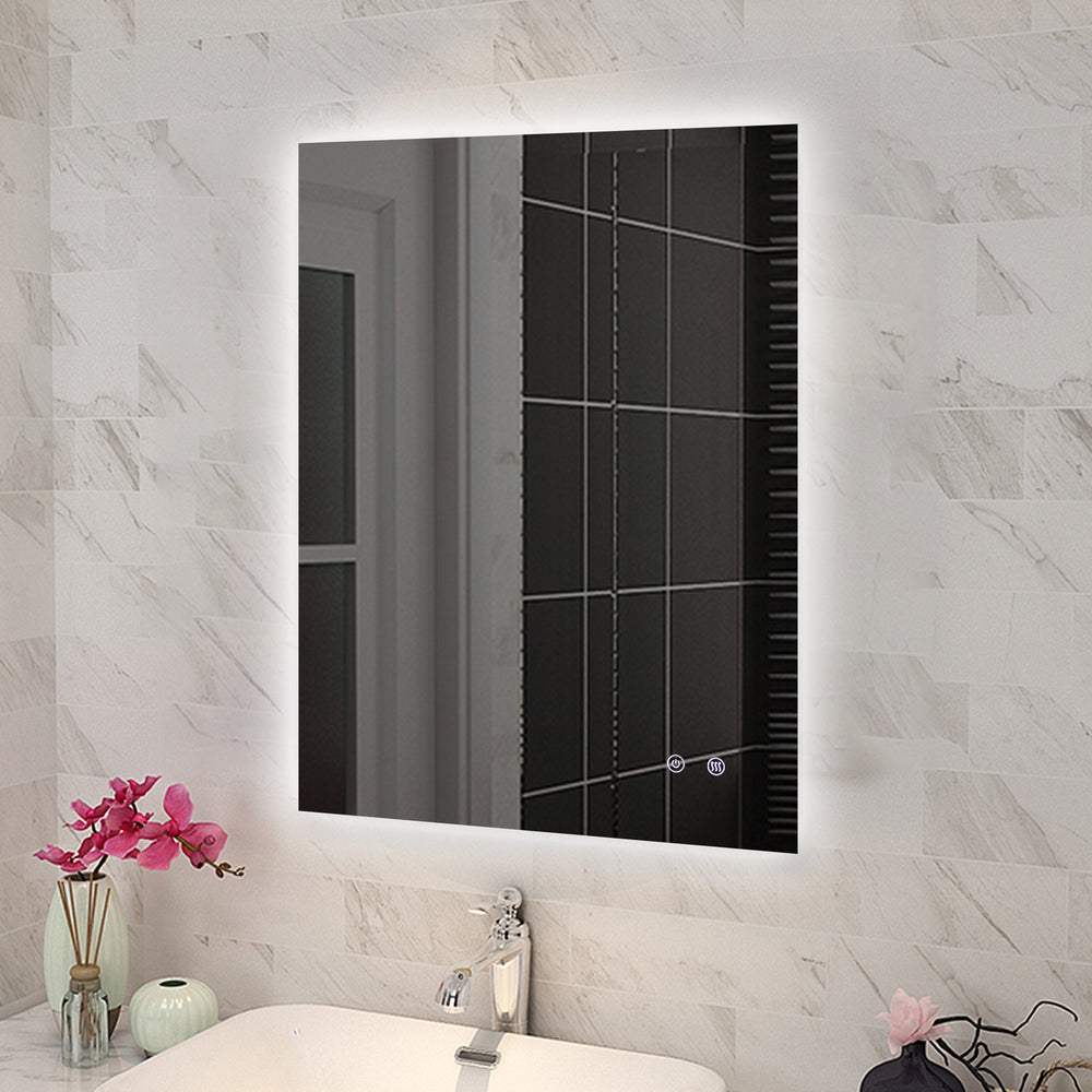 T-WB6075 600X750MM RECTANGLE 3 COLOR LIGHTING LED MIRROR TOUCH SENSOR SWITCH DEFOGGER PAD WALL MOUNTED VERTICAL OR HORIZONTAL