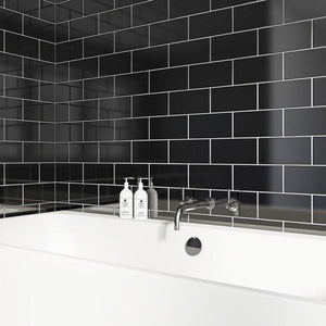 DSS Tile LEO0017 PLAIN BLACK GLOSS 75*150MM