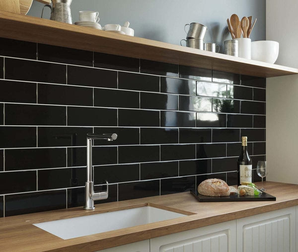 DSS Tile LEO0030 SUBWAY GLOSS BLACK 100X300MM