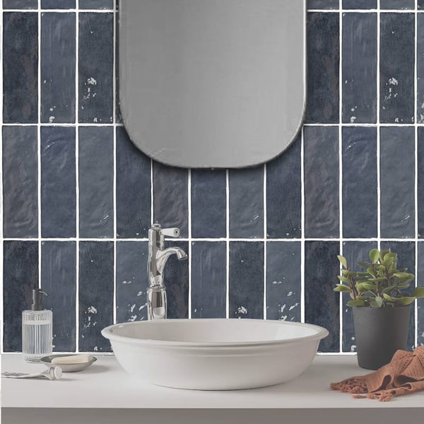 DSS Tile La Riviera Blue Reef Gloss Subway Tile 65X200mm Made In Spain