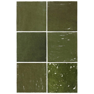 DSS Tile La Riviera Botanical Green Gloss Subway Tile 132X132mm Made in Spain