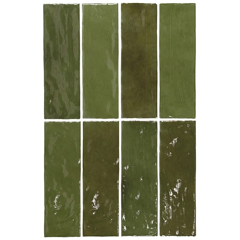 La Riviera Botanical Green Gloss Subway Tile 65X200mm