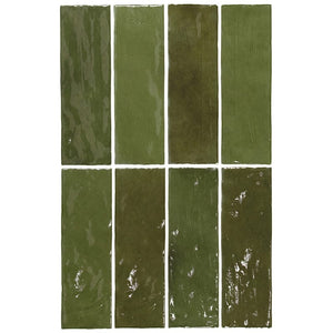 DSS Tile La Riviera Botanical Green Gloss Subway Tile 65X200mm Made In Spain