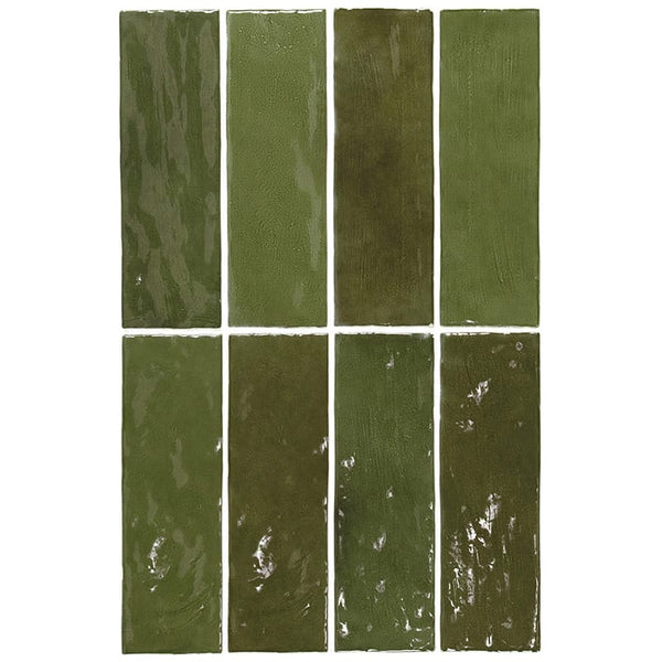 DSS Tile La Riviera Botanical Green Gloss Subway Tile 65X200mm Made In Spain