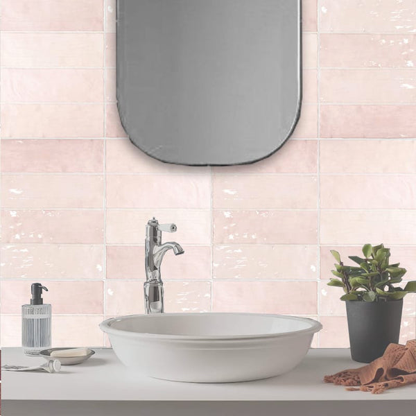 DSS Tile La Riviera Rose Gloss Subway Tile 65X200mm Made In Spain