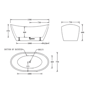 Noveen Bathtubs BTL1700 LYON Freestanding Bathtub 1700x780x680MM