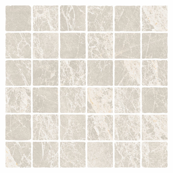 MAC0082 PIETRA MILK TUMBLE MOSAIC 48X48 298X298MM PT01M7