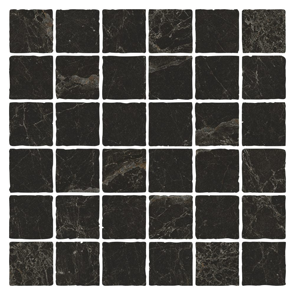 MAC0085 PIETRA BLACK TUMBLE MOSAIC 48X48 298X298MM PT04M7