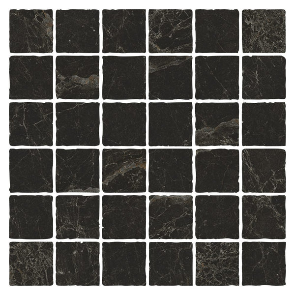 MAC0085 PIETRA BLACK TUMBLE MOSAIC 48X48 298X298MM PT04M7