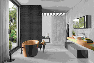 MAC0085 PIETRA BLACK TUMBLE MOSAIC 48X48 298X298MM PT04M7