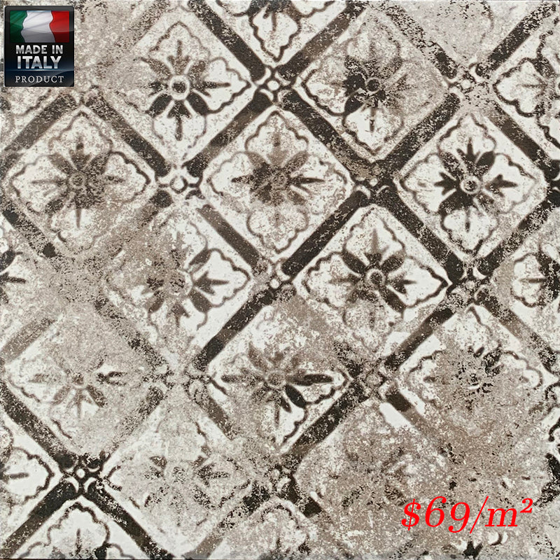 MARI0027   MAIOLICHE CEMENTINE 8 NERA 200X200MM NOVMAIO08 MADE IN ITALY